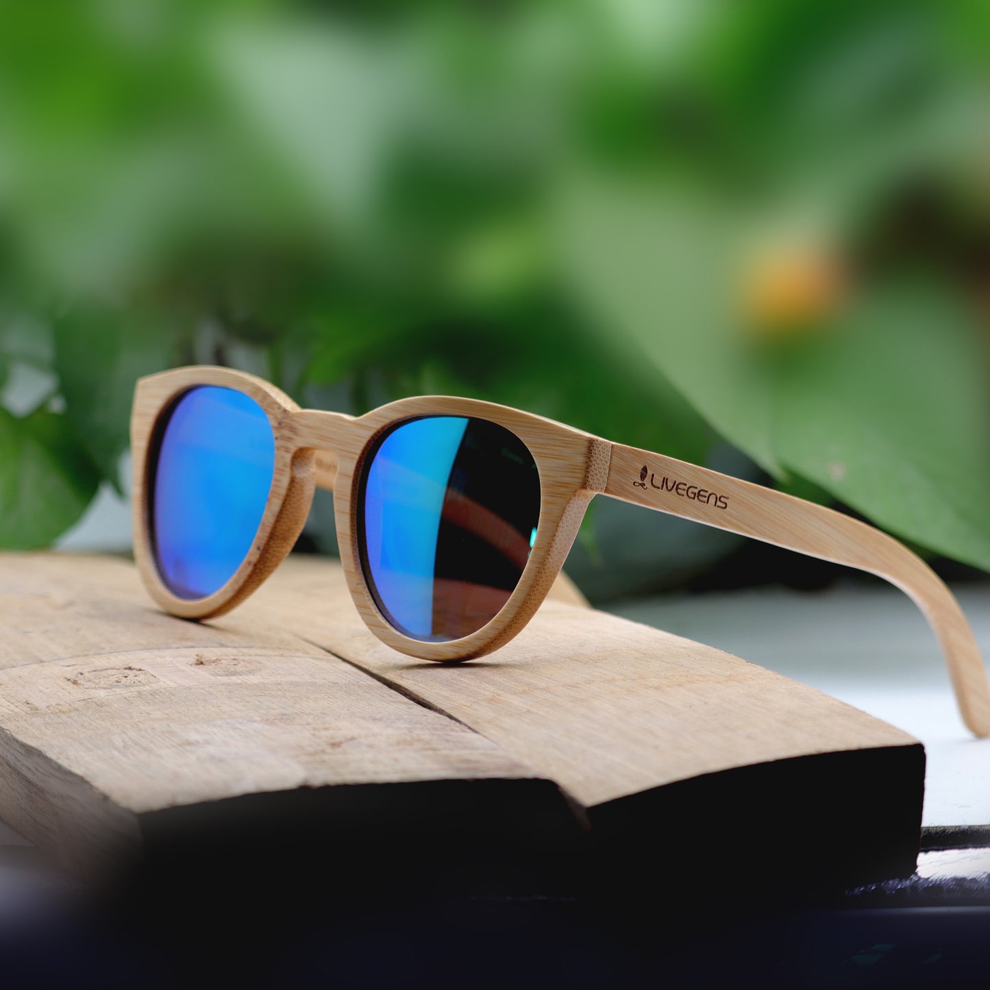 Occhiali da sole bambù - Blue Tropic
