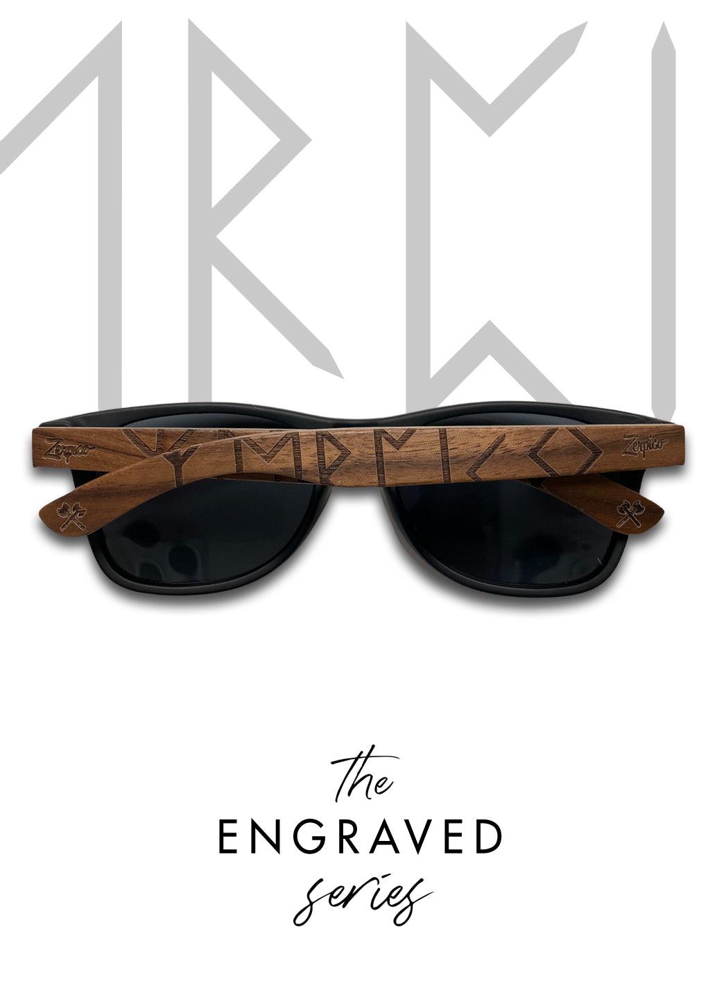 Occhiali da sole in legno Engraved -- Viking Runes Original