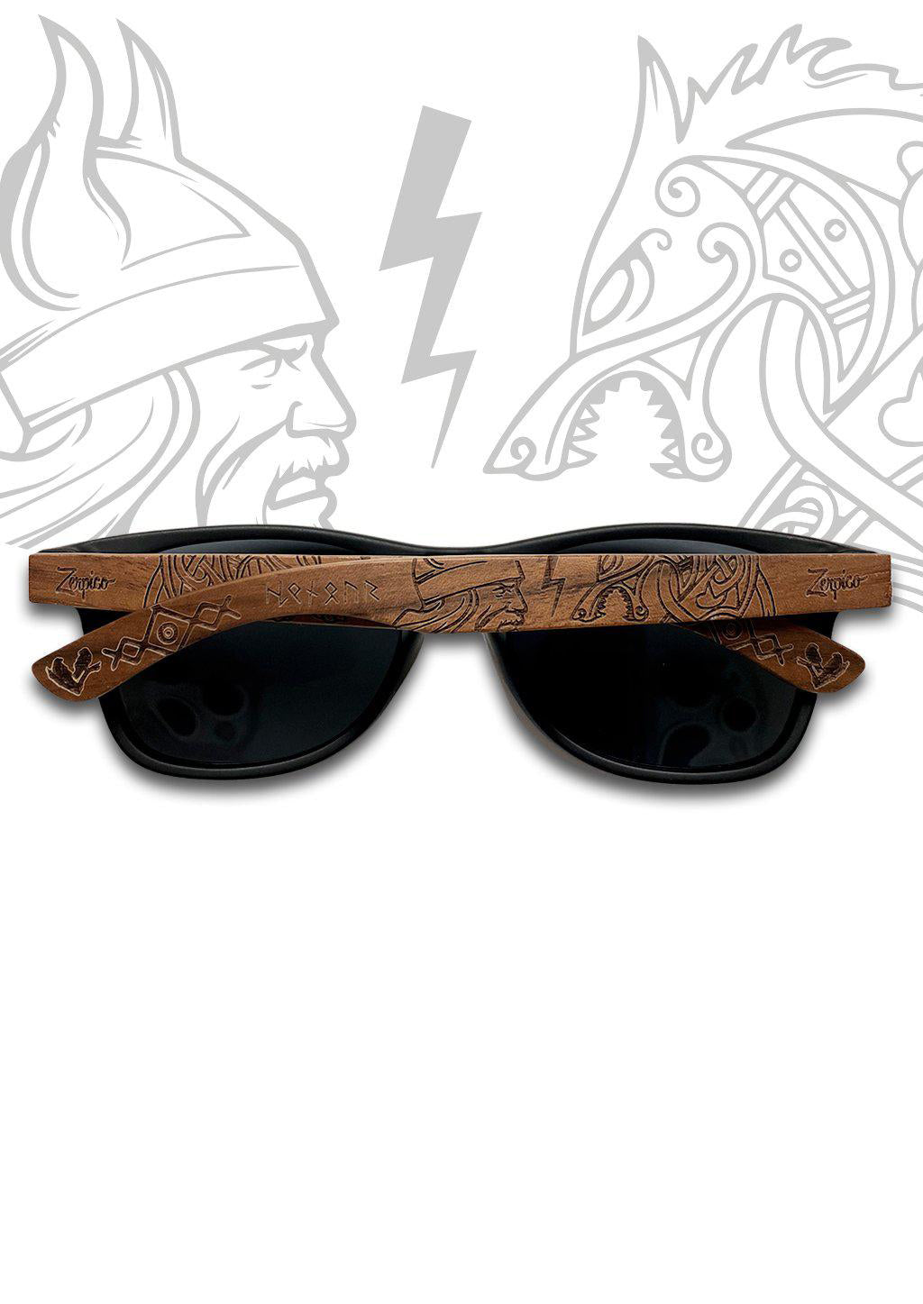 Occhiali da sole in legno Engraved -- Vikings